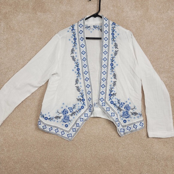 J. Jill Tops - J. Jill Embroidered Floral Kimono Cardigan Small